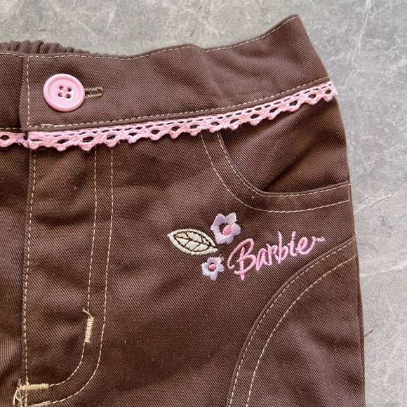 Y2K Barbie Chocolate Brown Kids Shorts with Pink Stitching 2008 2T Girls - Picture 2 of 7
